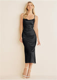 Cowl Neck Slip Dress Jet Black