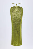 Embellished Hardware Detail Strappy Maxi Skirt in Olive Green