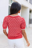 Eleanor Red And White Striped Cardigan