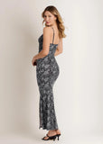 Snake Print Maxi Dress Grey Snake