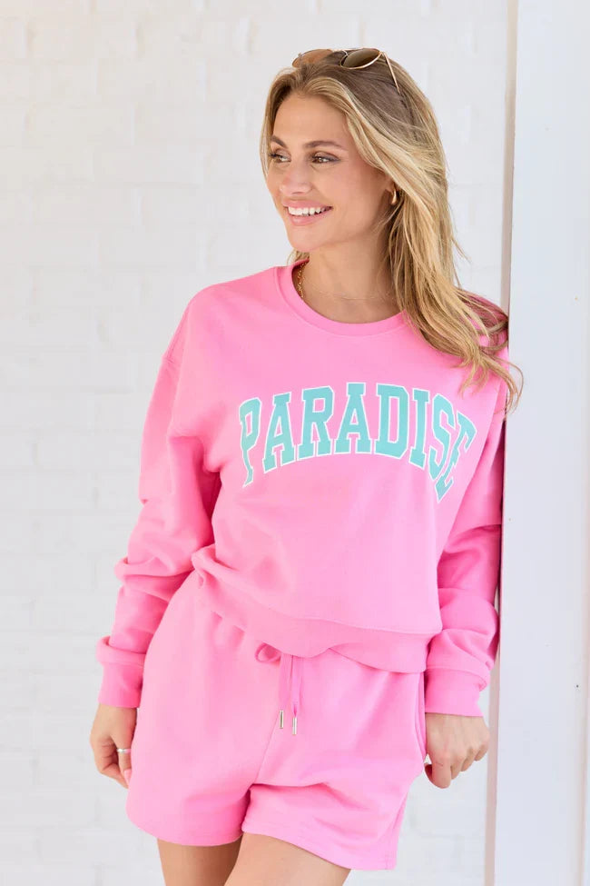 Paradise Pink Cropped Graphic Sweatshirt