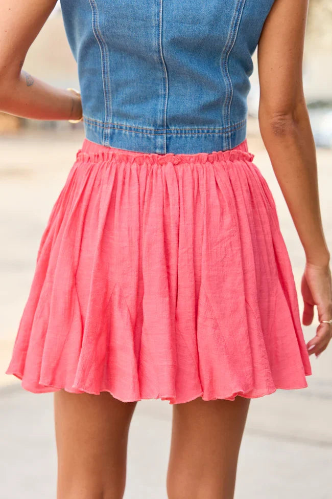 Emilia Coral Pleated Skort
