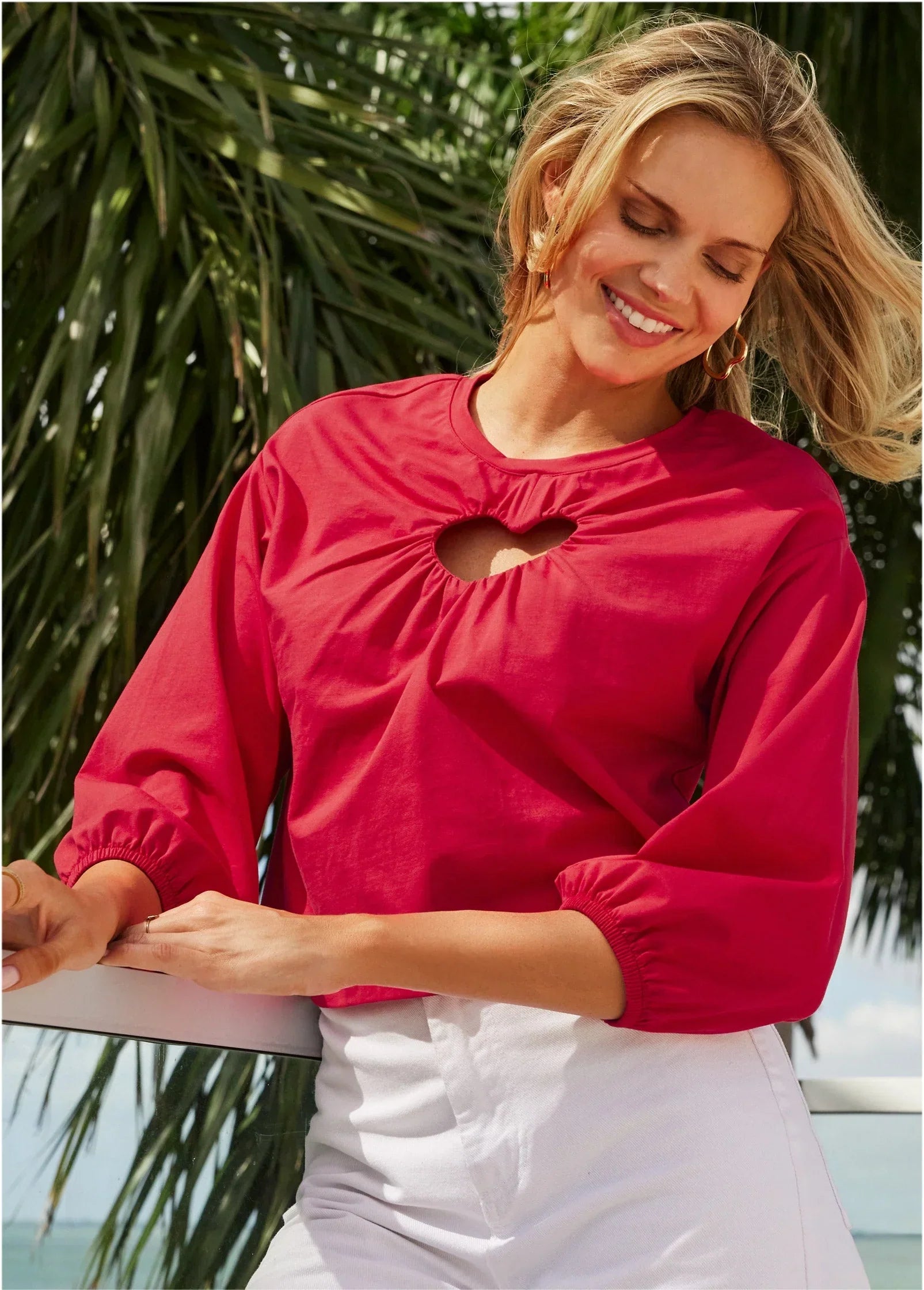 Cut Out Heart Top Red
