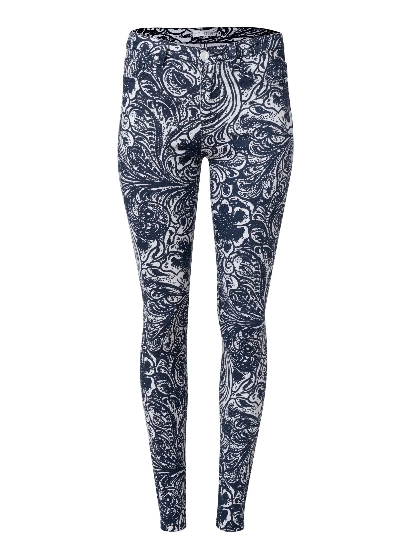 Paisley Print Skinny Jeans Blue Multi
