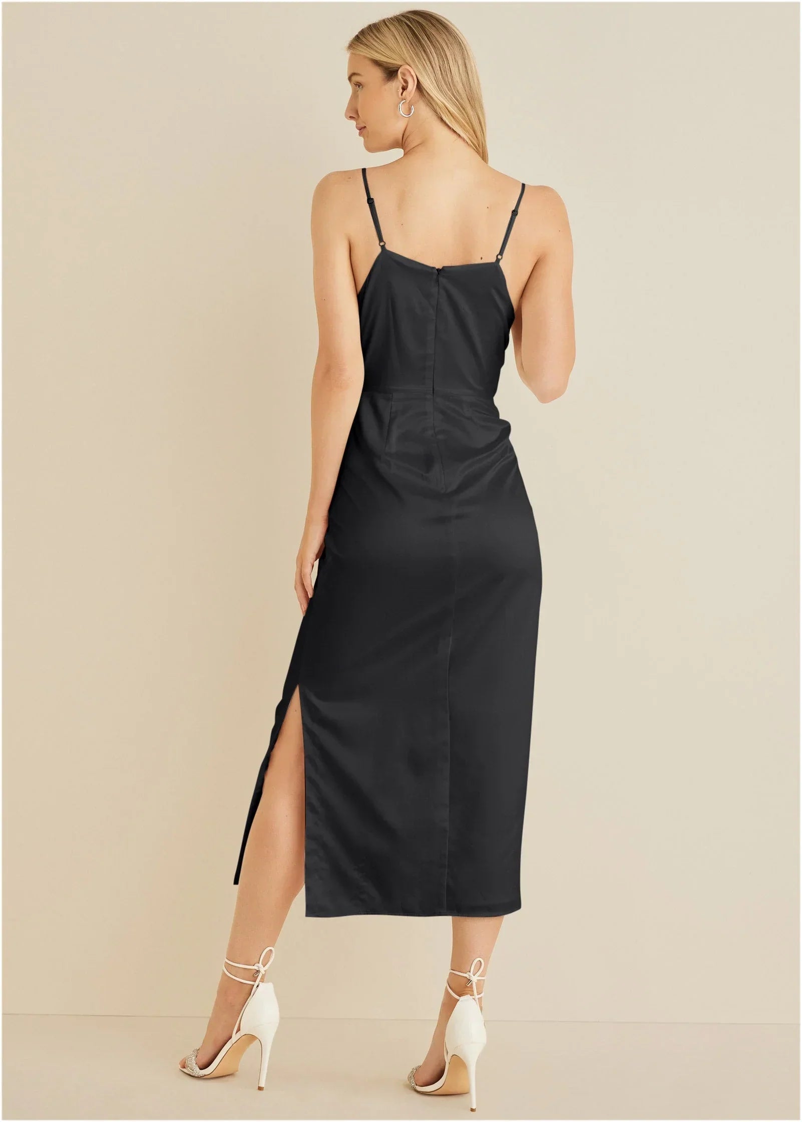 Cowl Neck Slip Dress Jet Black