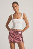 Sequin Embellished Mini Skirt in Pink