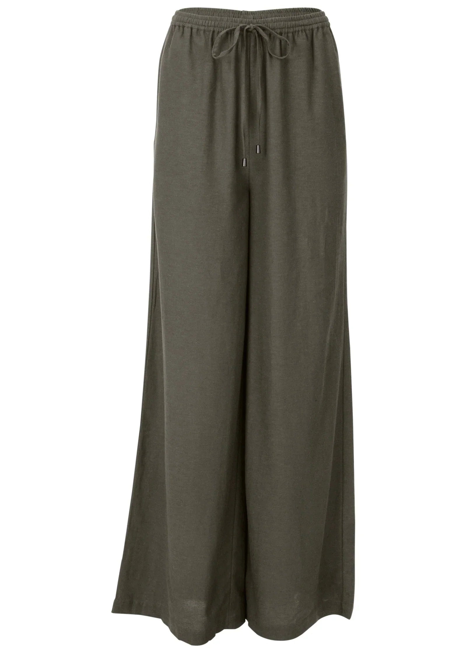 Linen Wide Leg Pants Olive