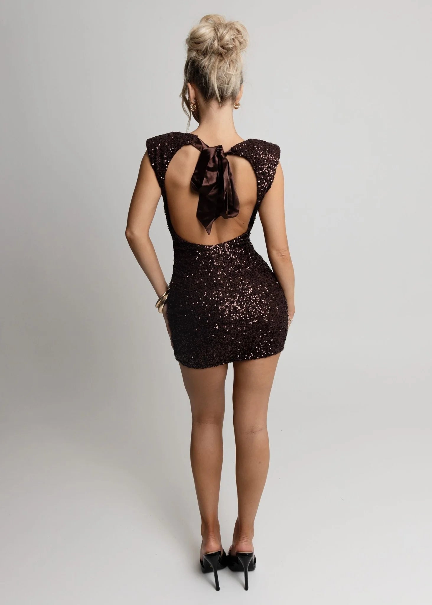 Always Winning Sequin Mini Dress Brown