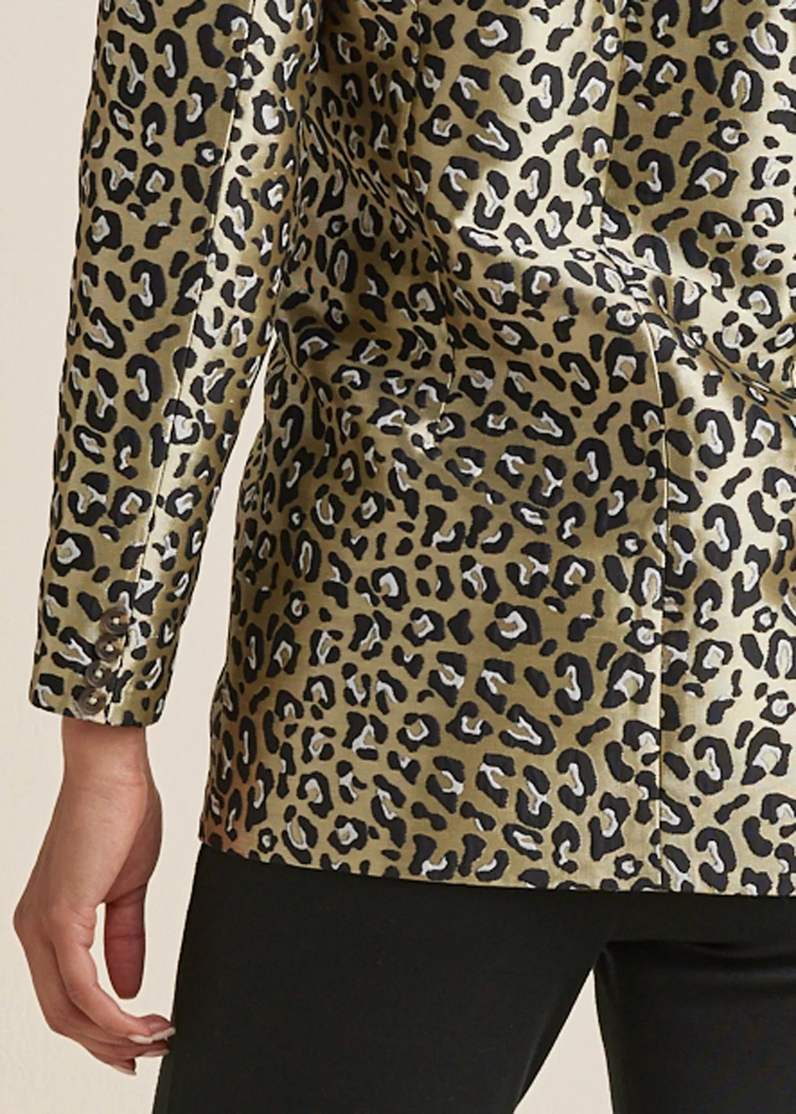 Leopard Jacquard Blazer Black Gold