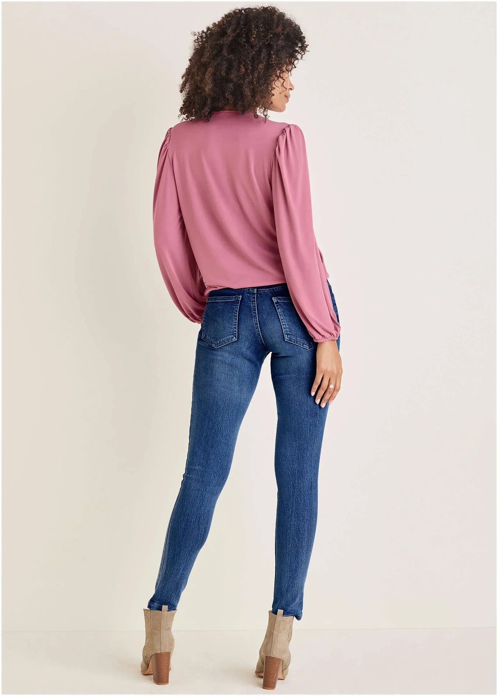 Faux Wrap Lace Trim Blouse Heather Rose