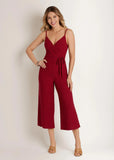 Knit Eyelet Jumpsuit Red