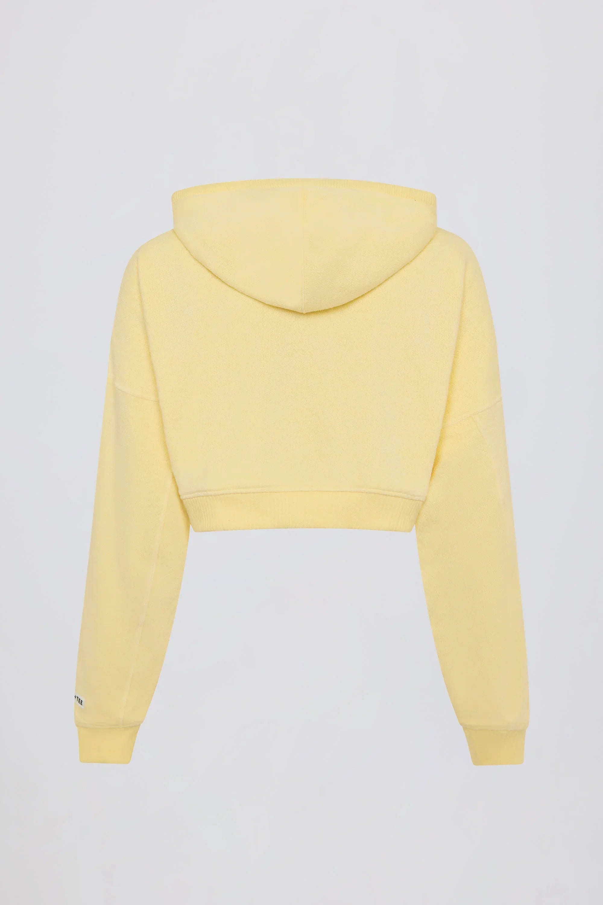 Terry Cotton Zip Up Cropped Hoodie in Lemon