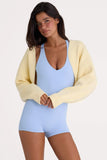 Ribbed Knit Cropped Shrug in Lemon