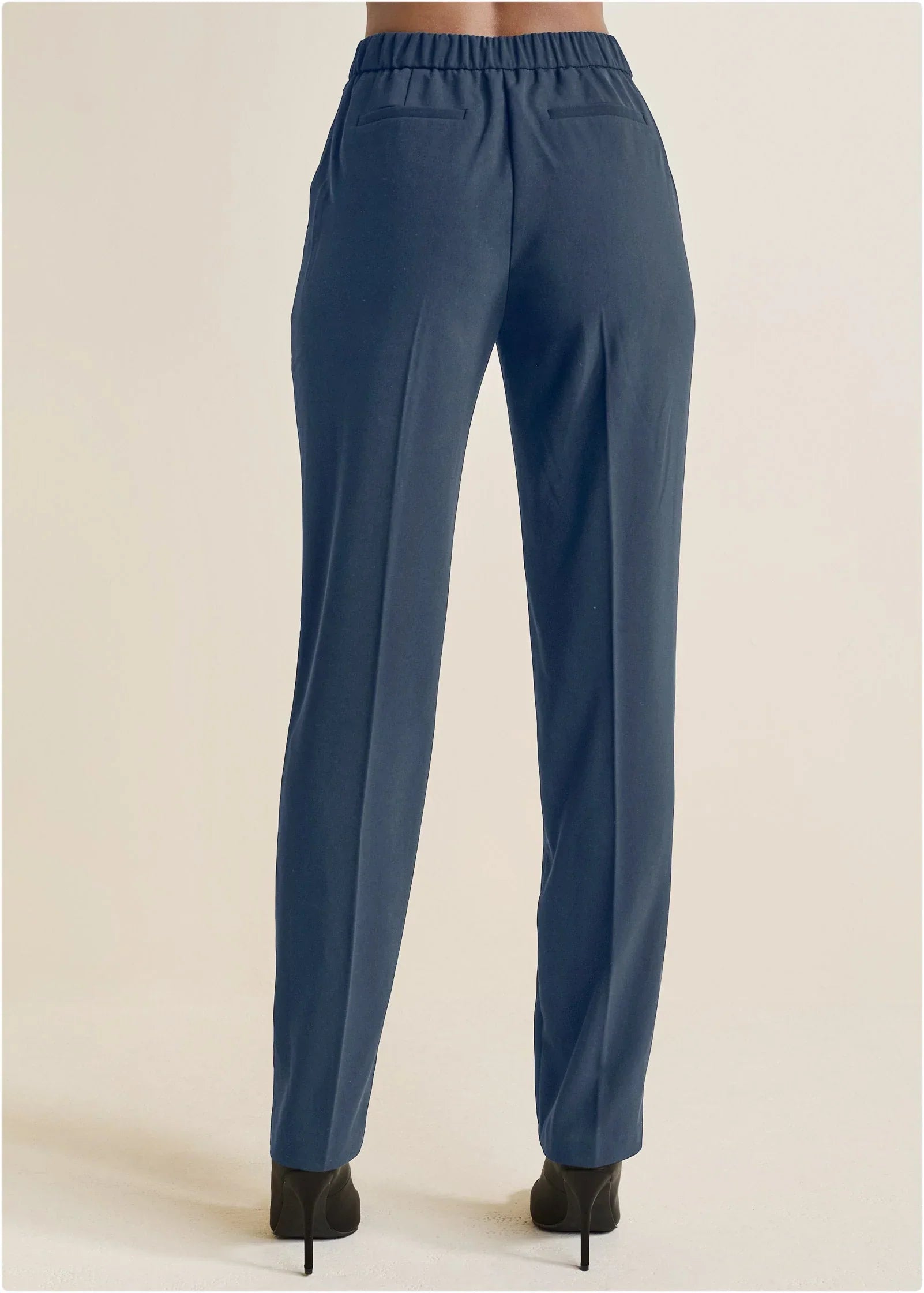 High Rise Straight Trousers Navy