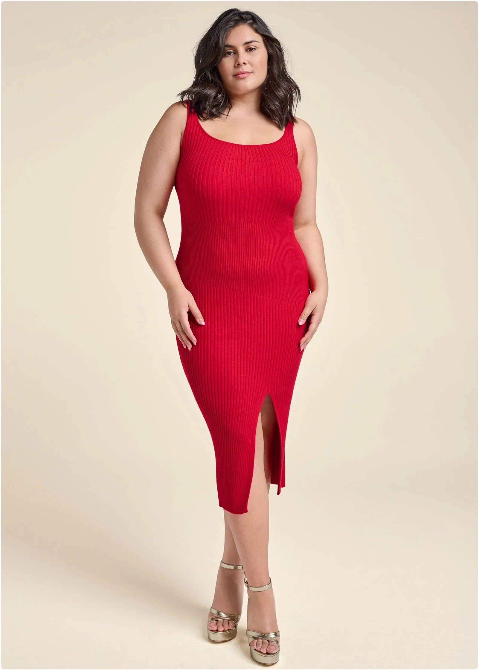 Sweater Dress With Shrug Red