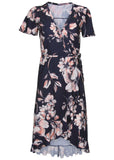 Ruffle Hem Wrap Dress Amorous Floral