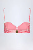 Underwired Balconette Bikini Top in Pink Orchid Print