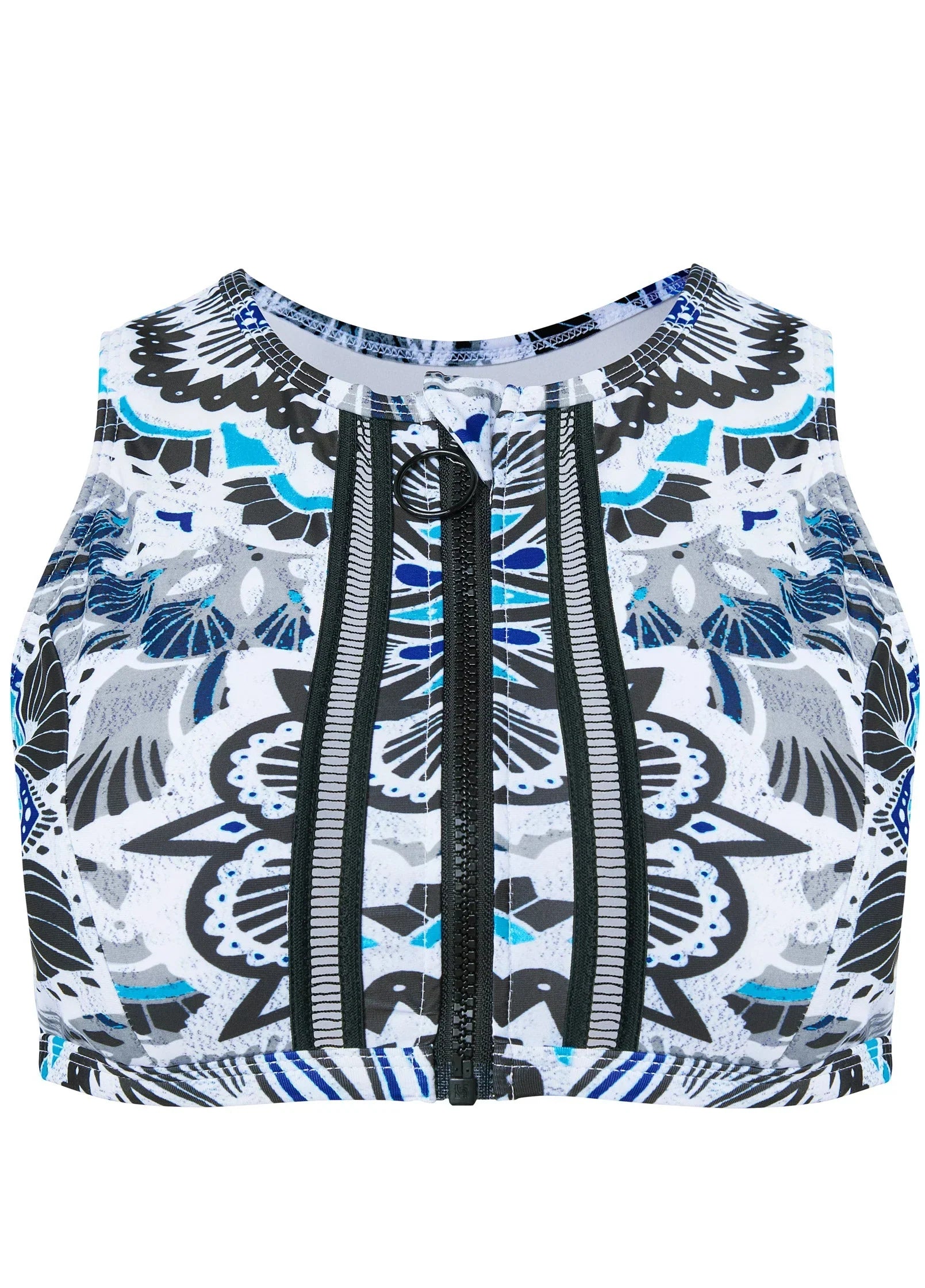 Lorelai High Neck Zip Top Calypso Bloom