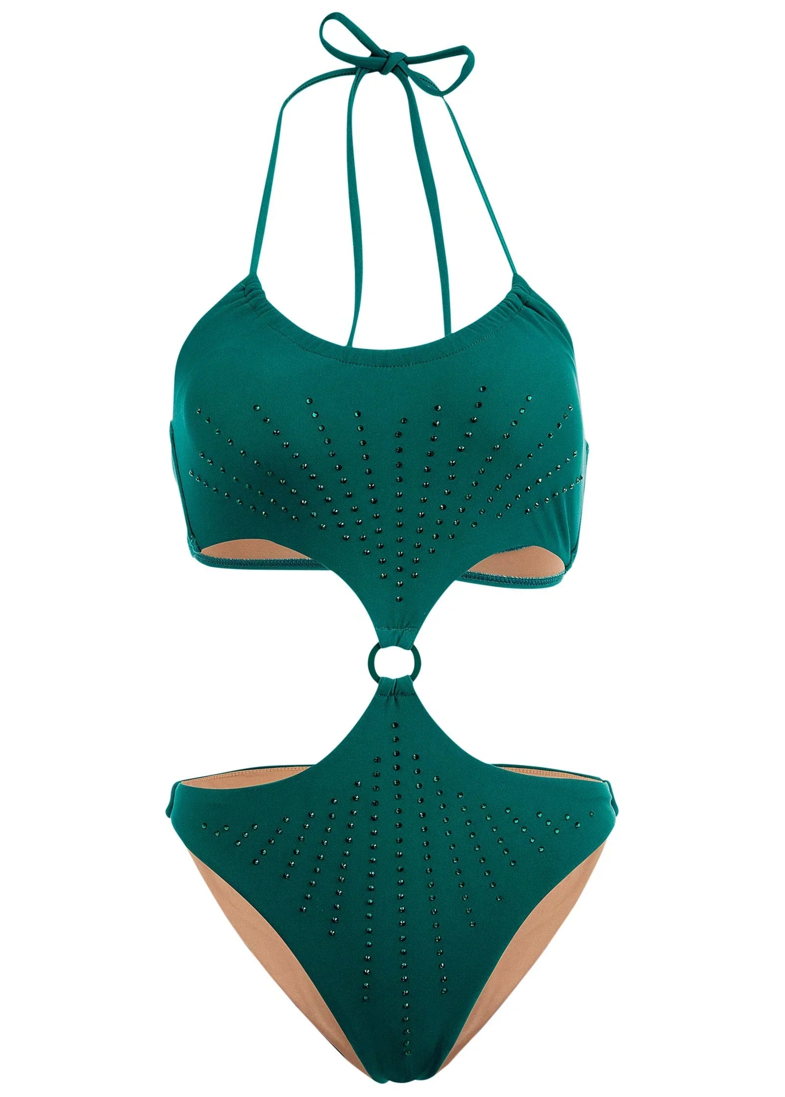 Rhinestone One Piece Green Glory