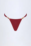 Bead Embellished Cheeky Bikini Bottoms in Dark Cherry