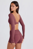 Long Sleeve Crop Top in Acai