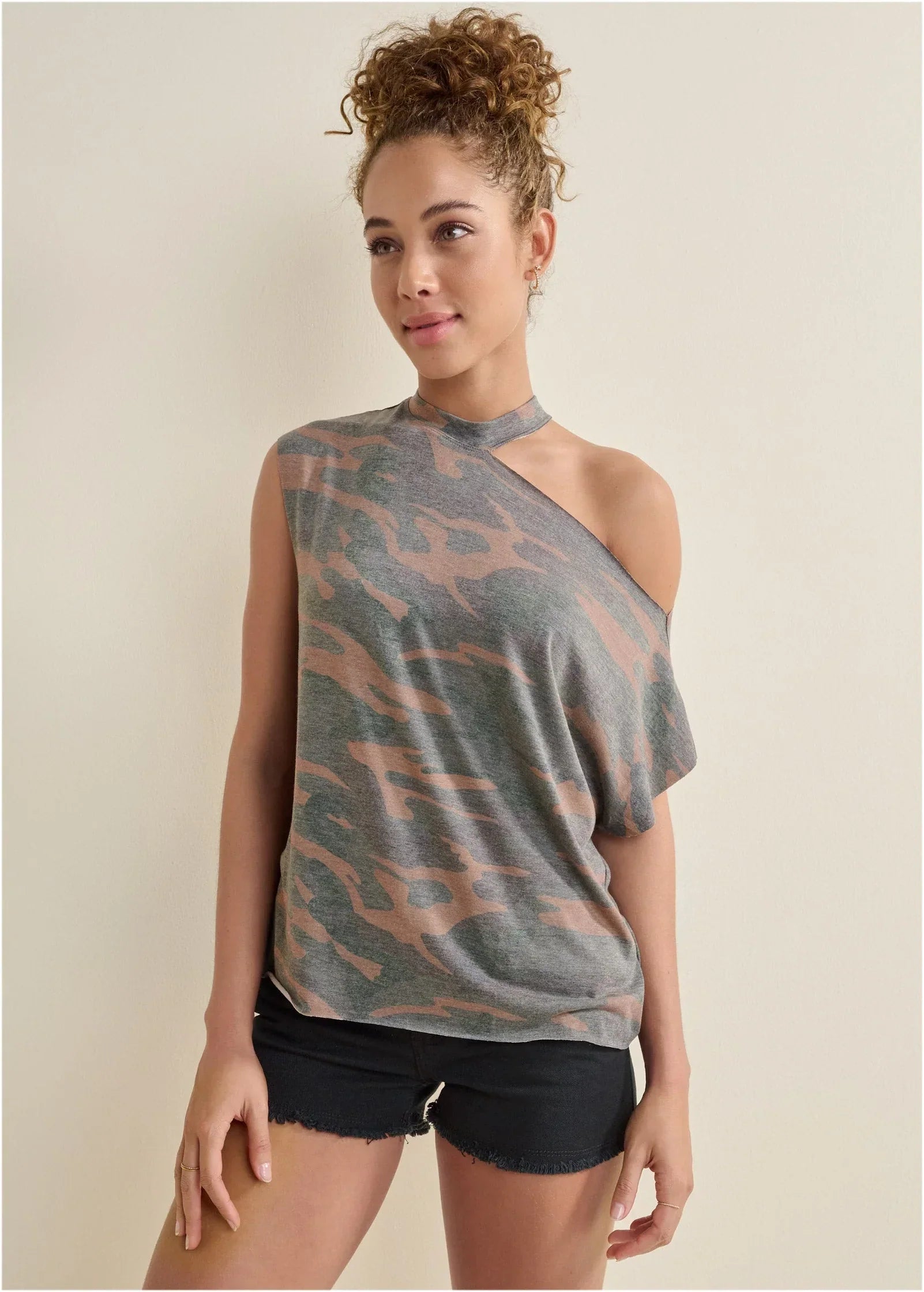 Camo Lounge Top Green Multi