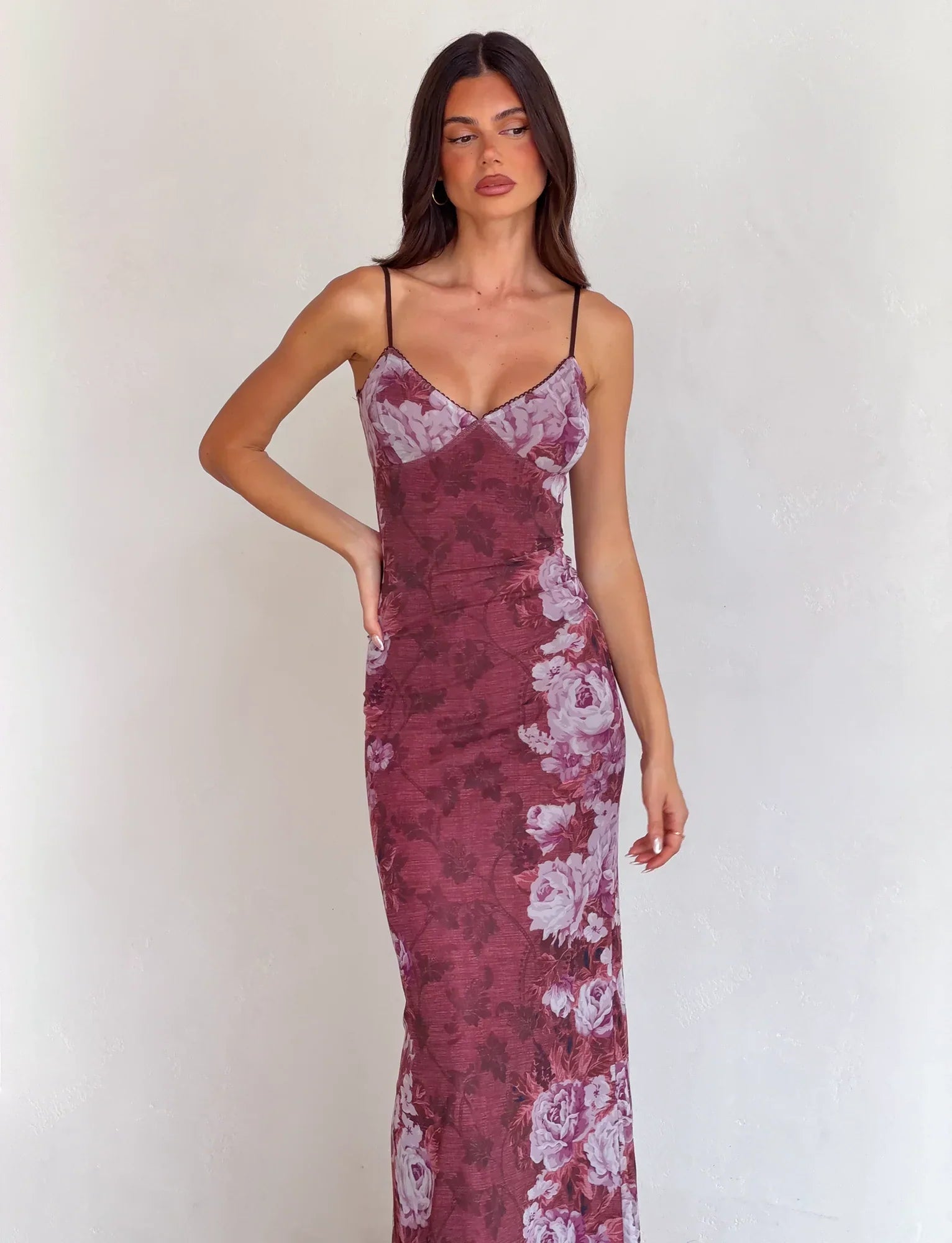 JULIANNA DRESS MULTI FLORAL ROSE STRIPE