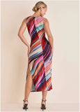Plunging Maxi Dress Dark Rainbow