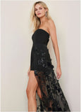 Sequin Applique Overlay Romper Jet Black