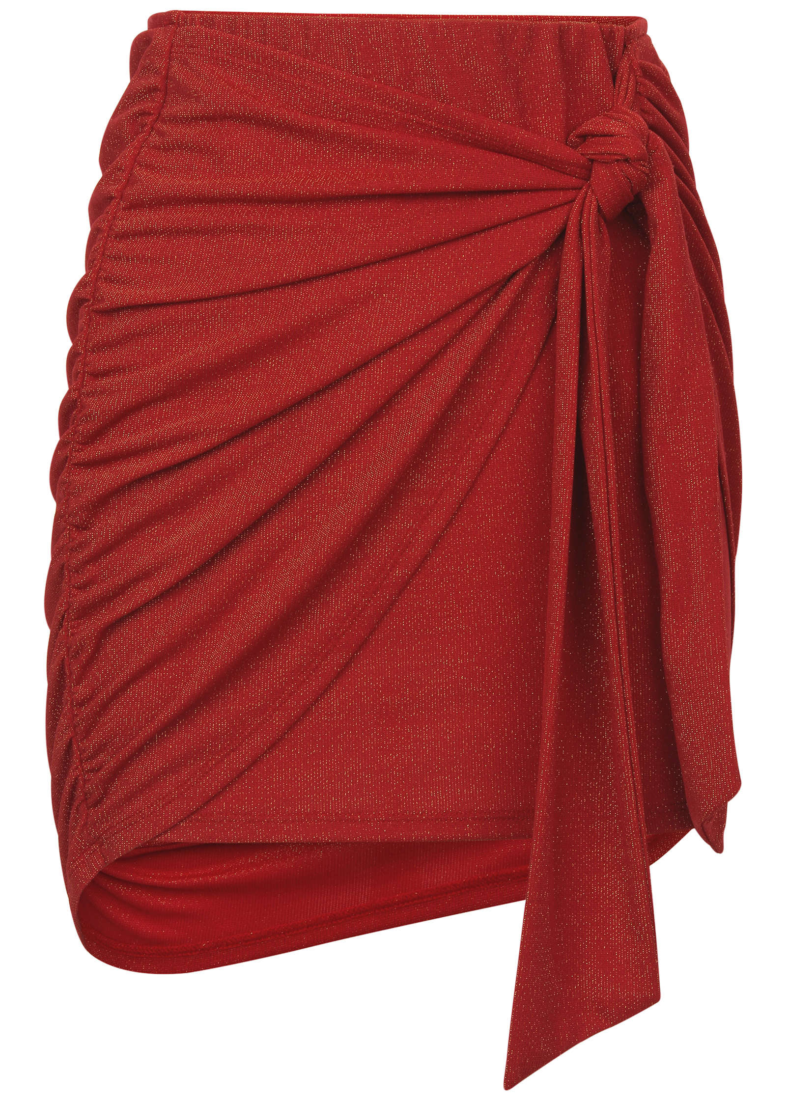 Glitter Knit Wrap Mini Skirt Racing Red Glitter Knit