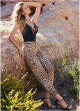 Faux Suede Leopard Print Cargo Pants Brown Multi