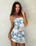 FINOLA MESH MINI SKIRT BLUE TATTOO TATTOO PRINT
