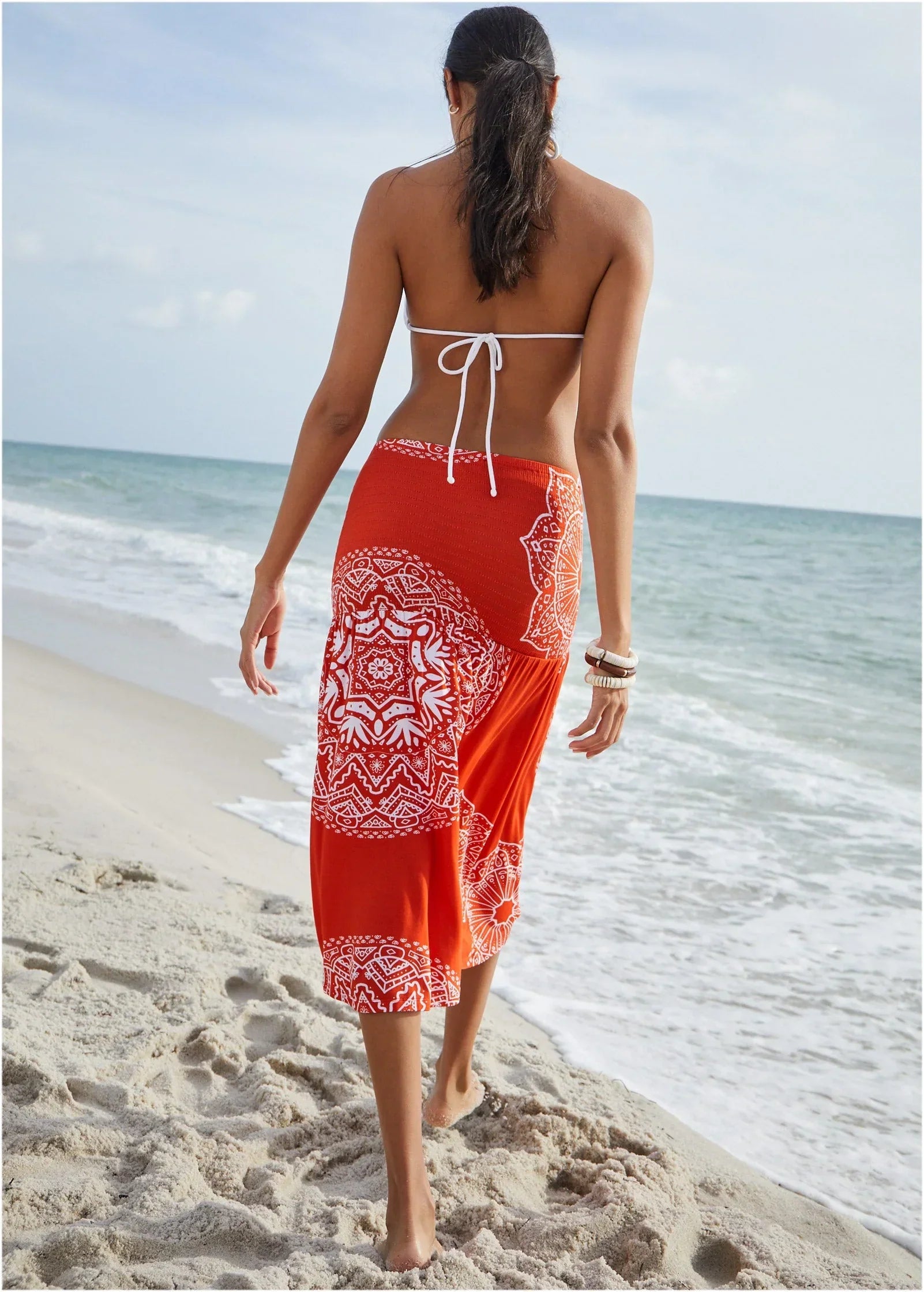Convertible Cover Up Dress Ornate Medallion Clay