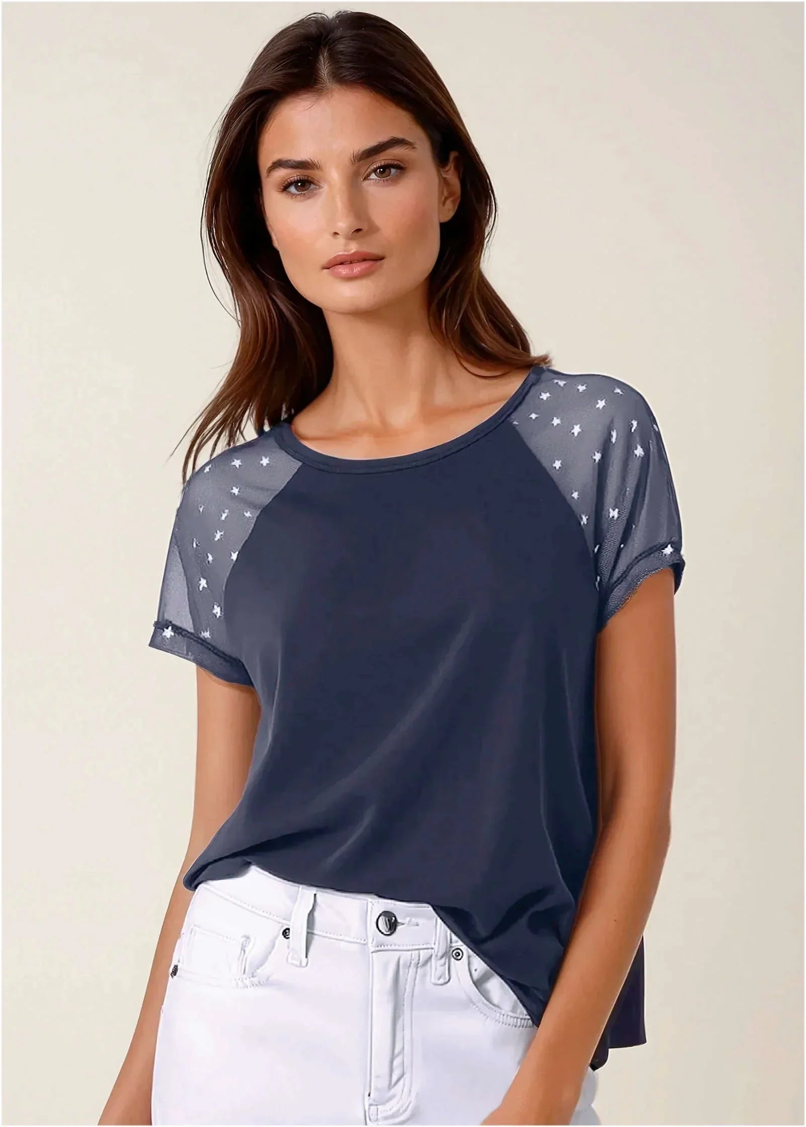 Foil Star Tee Navy Silver