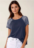 Foil Star Tee Navy Silver