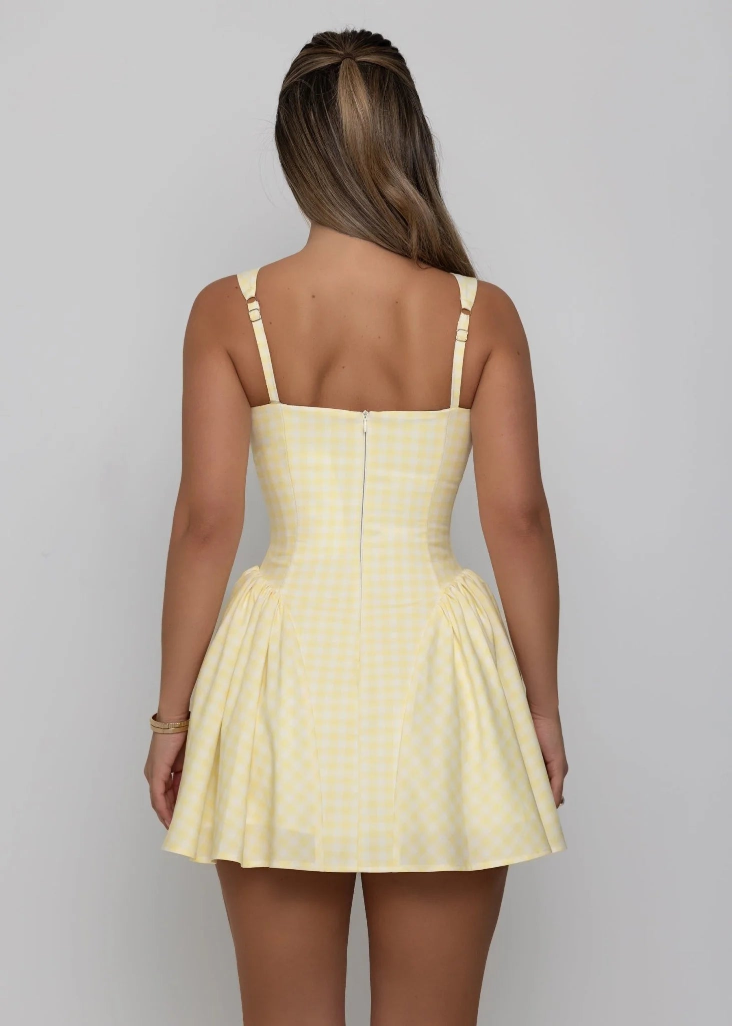 Day Dreamer Gingham Mini Dress Yellow