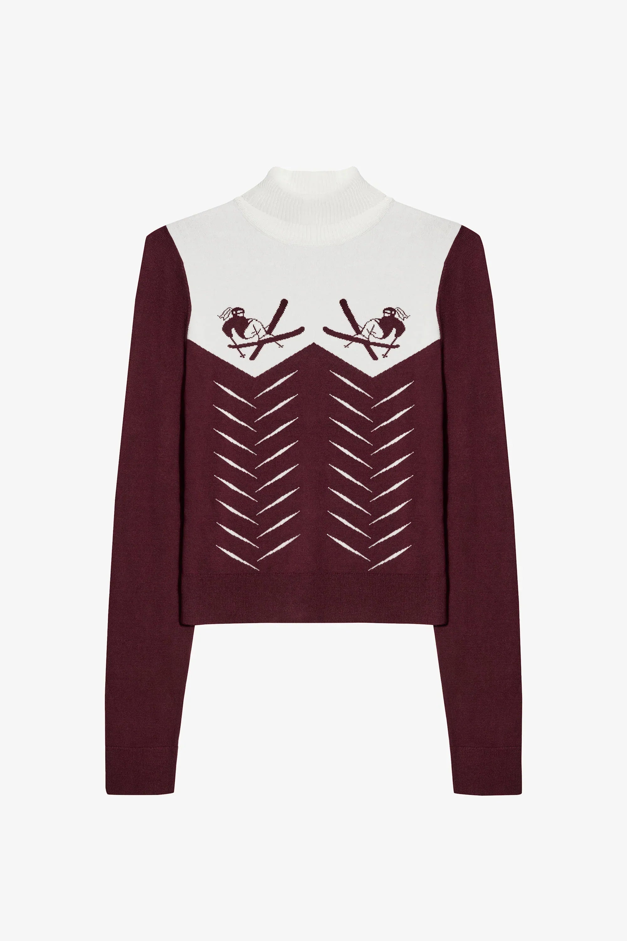 Knit Long Sleeve Fitted Top in Burgundy