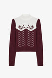 Knit Long Sleeve Fitted Top in Burgundy