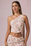 Scarf Detail One Shoulder Top in Primrose Floral Print