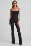Bow Detail Lace Flared Jumpsuit in Black