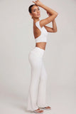Mid Rise Straight Leg Trousers in White