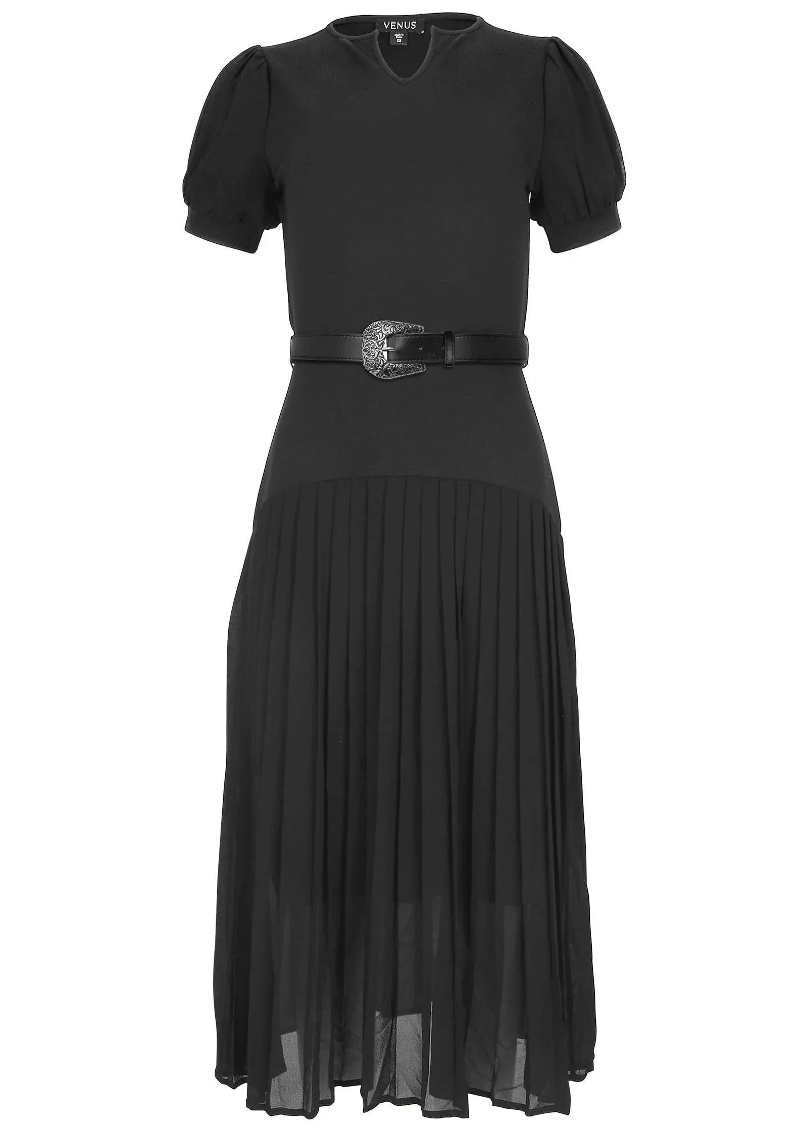 Belted Maxi Dress Jet Black