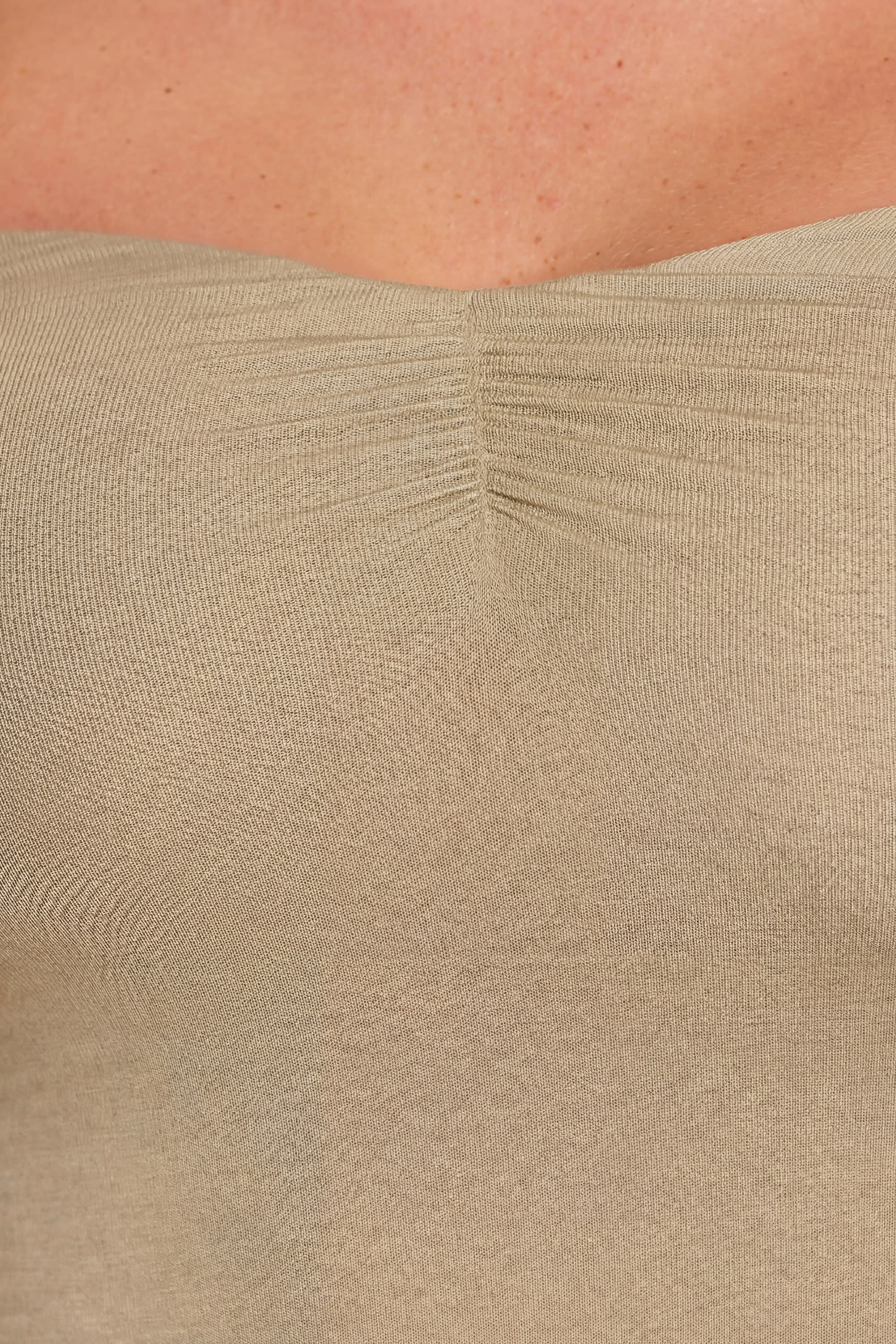 Long Sleeve Off The Shoulder Modal Cashmere Blend Maxi Dress in Taupe