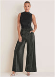 Glitter Knit Mock Neck Tank Jet Black Glitter Knit