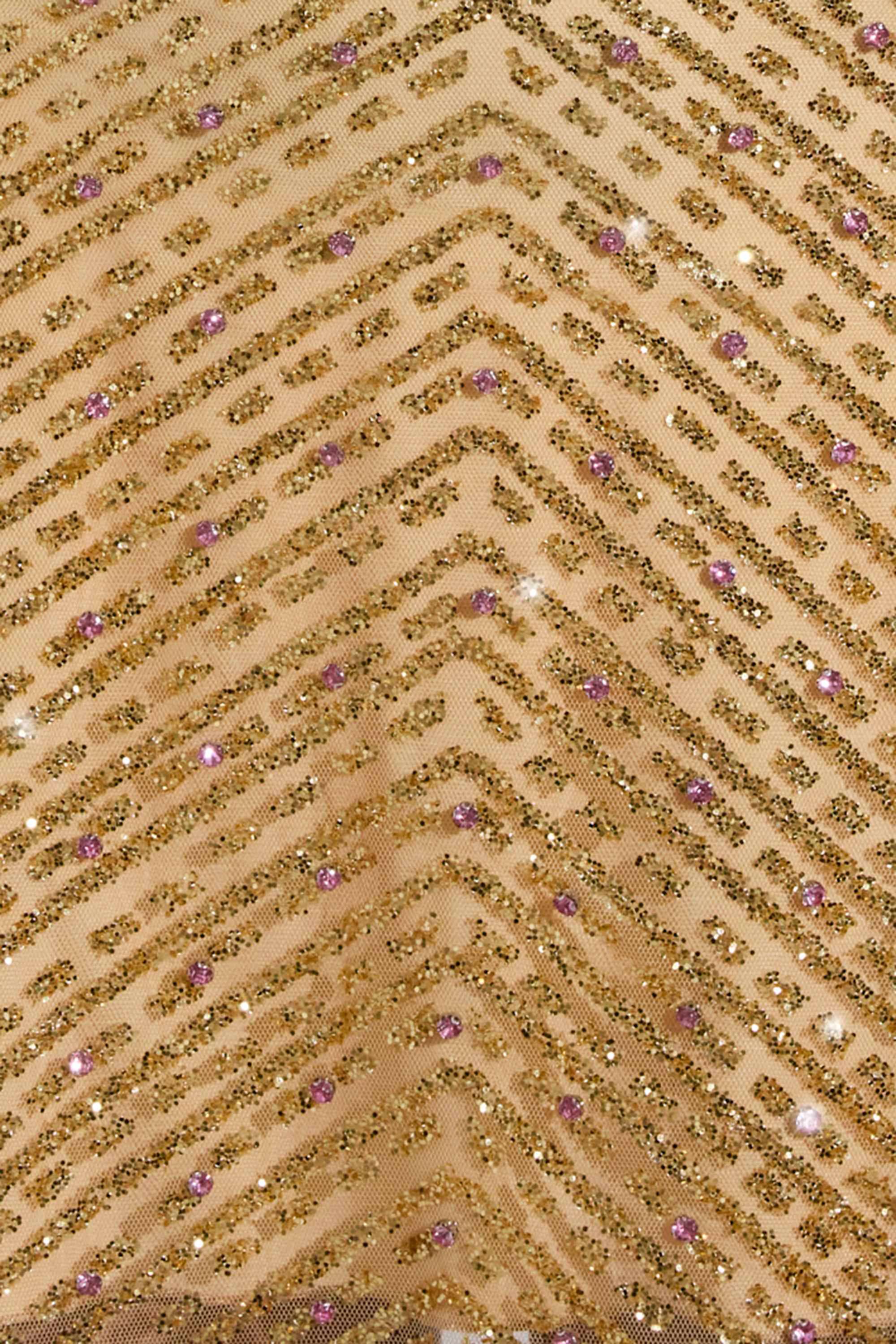 Embellished Low Rise A Line Micro Mini Skirt in Gold