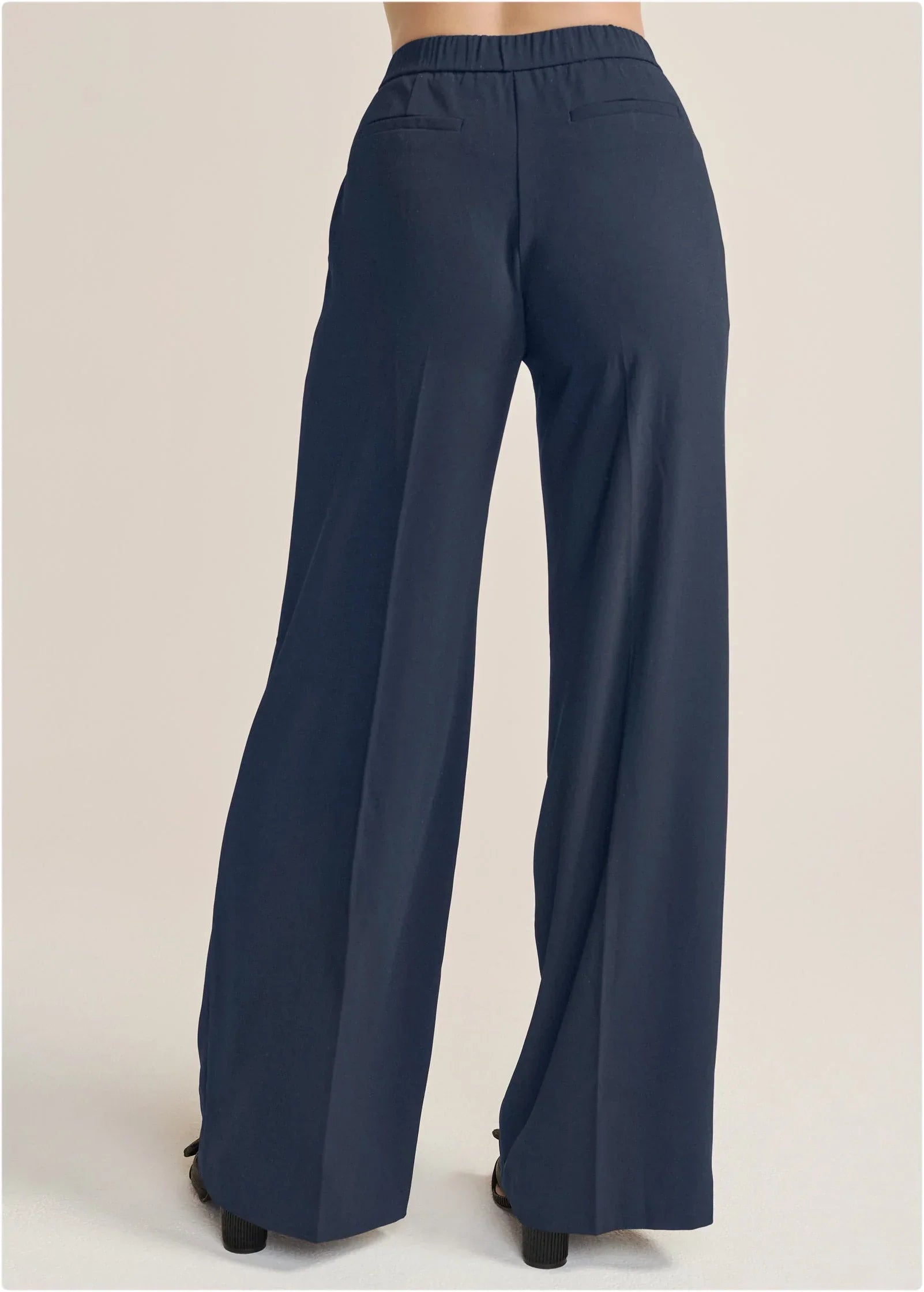 High Rise Wide Leg Trousers Navy