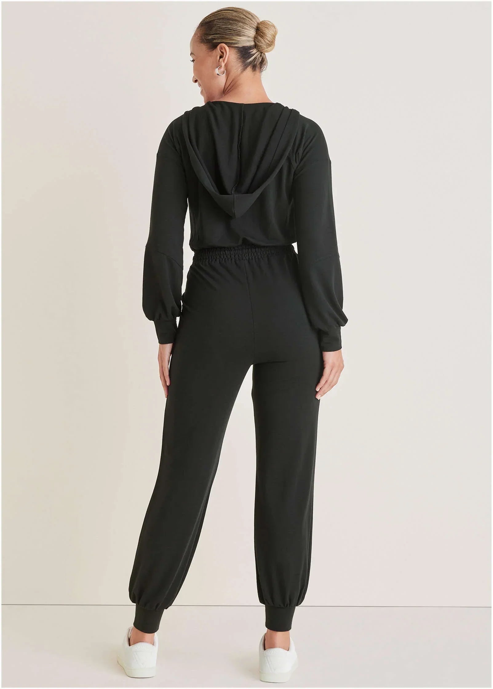 Casual Hooded Jumpsuit Jet Black