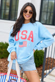 Athletic USA Flag Light Blue Graphic Sweatshirt
