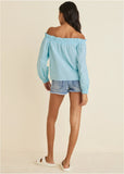 Off The Shoulder Top Light Blue
