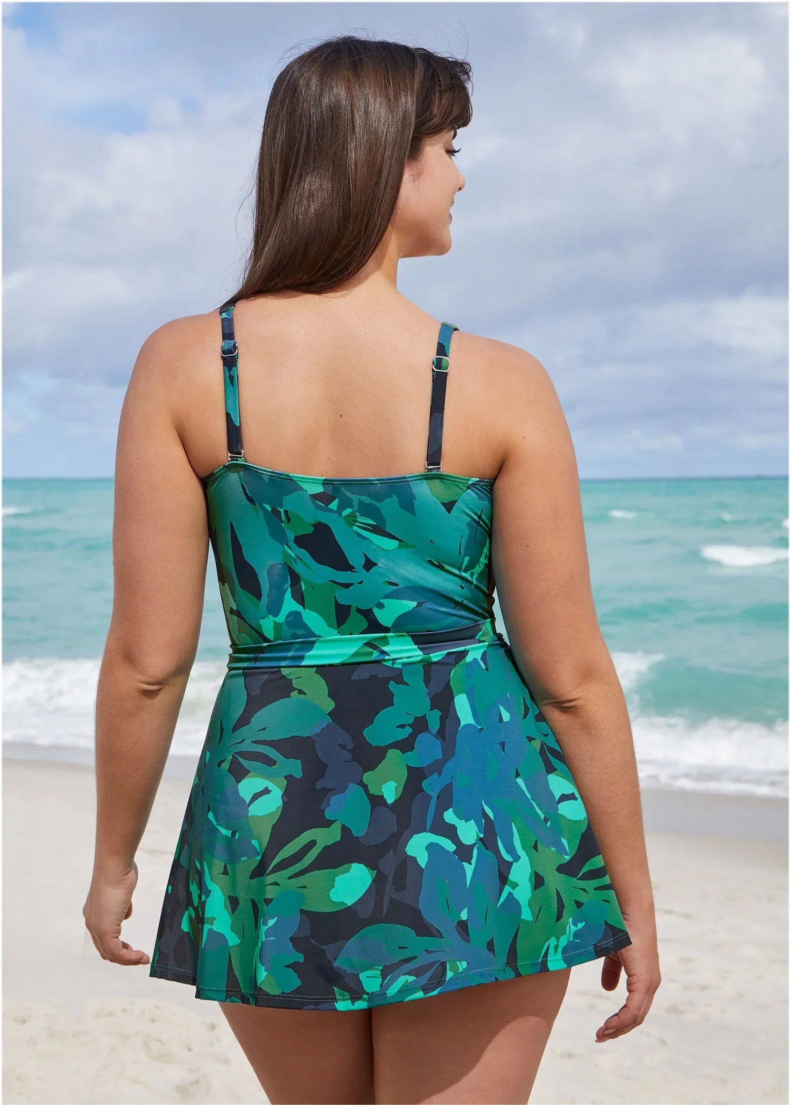 Wrap Swim Dress Desert Floral Blue